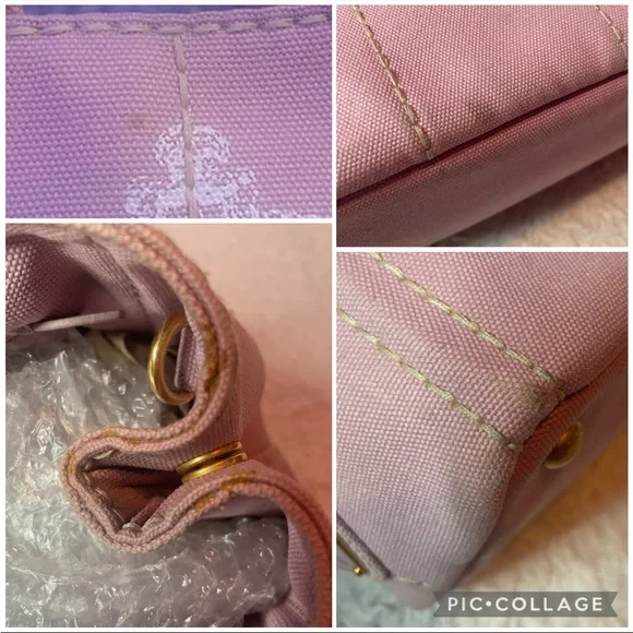 Prada Canapa RARE Light Pink Small Canvas Tote Shoulder Crossbody Bag w/ Strap